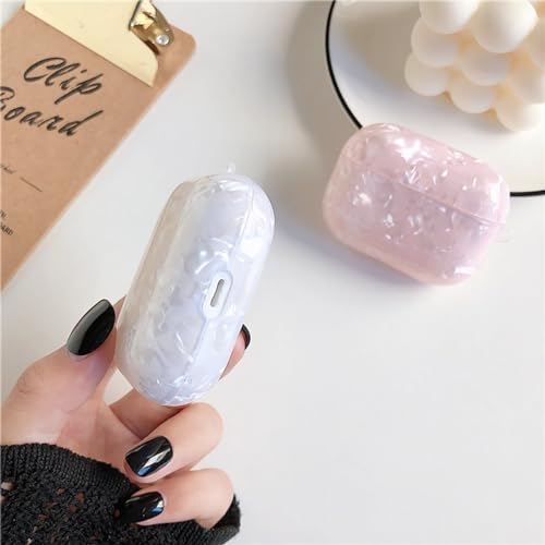 Image of OTOPO for Cute Airpods 2nd /1st Generation Case Girl Women with Cleaner Kit, Glitter Shell Pattern Apple iPods 2 /1 Gen Protective Cover Skin with Pearl Shell Keychain, White