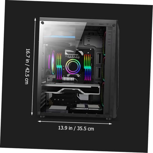 Gabinete para computadora DOITOOL ATX con panel lateral transparente, ventilación de malla de hierro, tira de iluminación RGB, alta circulación de aire, diseño compacto para gaming y escritorio miniatura 7