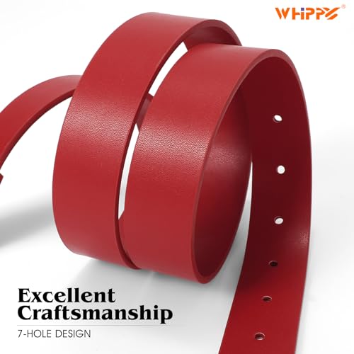 WHIPPY Women Leather Belt for Jeans Pants Dresses Fashion Ladies Western Leather Belt with Solid Gold Buckle S Red - Thumbnail 4