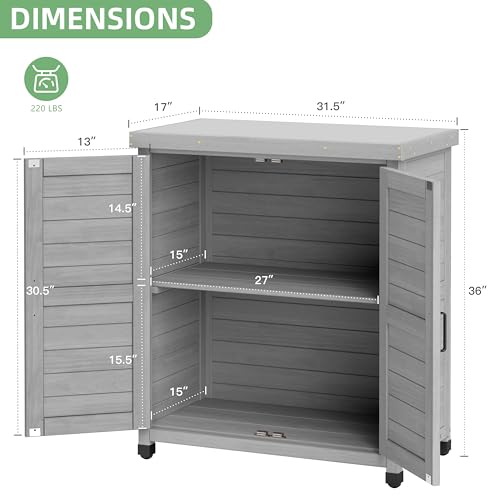 image for Mederla Potting Bench with Storage Cabinet and Metal Table Top for Out