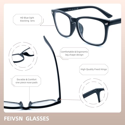FEIVSN 3 Pack Reading Glasses for Women Men Full Lens Readers PC Frame Fixed Hinge One Power Eyewear, Black + Brown Tortoiseshell + Pea Color, +1.75 by FEIVSN - Image 5