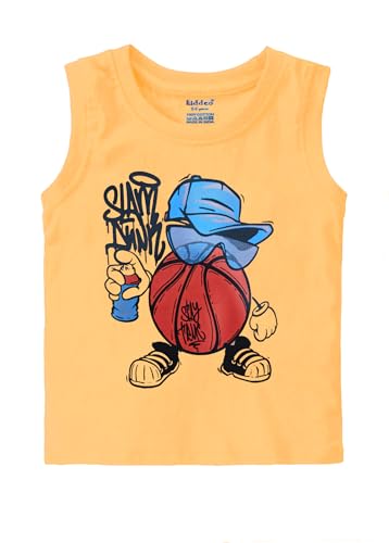 Image of kiddeo Boys Cotton Sleeveless T-Shirts(Pack of 5)