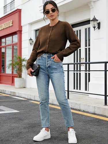 Image of Ibeauti Cropped Cardigan Sweaters for Women 2026 Trendy Spring Y2k Outfit Long Sleeve Button up Open Front Short Knit Sweater