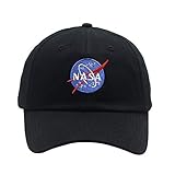 OYSTERBOY - NASA Meatball Space Embroidered Logo Baseball Dad Cap Hat (Black)