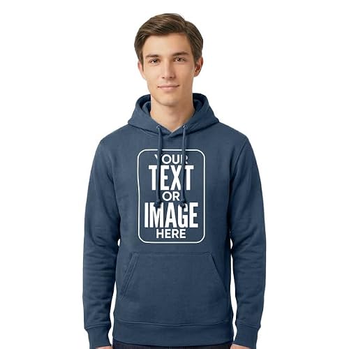 Image of Stars and Stripes Personalised Hoodie - Custom Name Text Winter Casual Jumper - Workplace Office Logo Mens Pullover Hooded Sweatshirt Airforce Blue