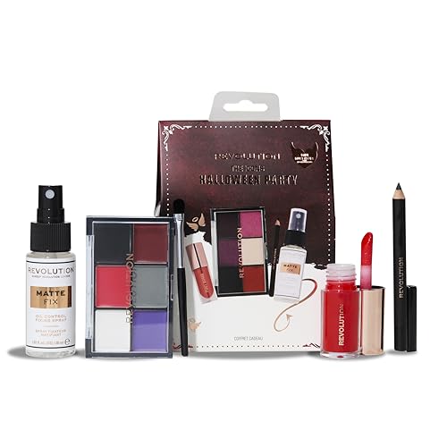 Revolution Beauty Truly Sinful Halloween Party Miniset, Halloween-Make-up mit 6-Farben-Palette, Mini Pout Bomb & Setting Spray