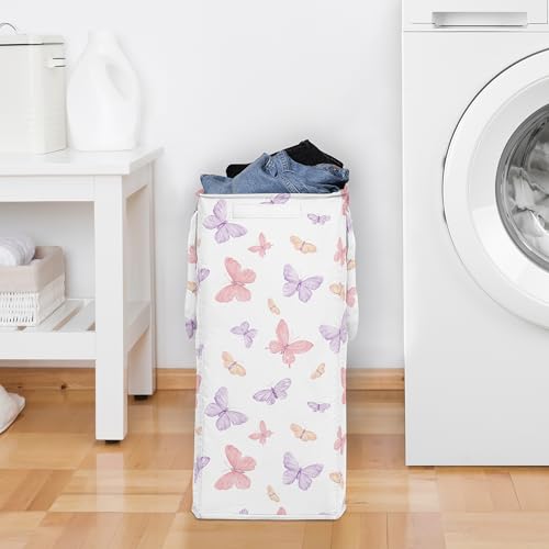 Sweet Jojo Designs Laundry Hamper (Pink/Purple Shabby Chic Butterfly) for Girls, Foldable Dirty Clothes Basket with Handles for Baby Nursery, Kids Bedroom, Teen Bathroom (Colorful, Watercolor Pattern) by Sweet Jojo Designs - Image 3