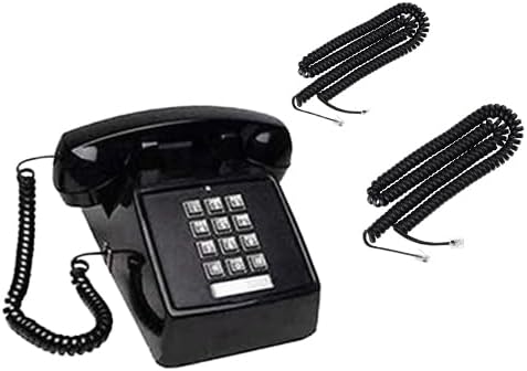 Teléfono fijo retro, escritorio 2500, respaldo de emergencia, negro | Incluye cables sin enredos de 15 y 25 pies, teclado de botones grande, no requiere baterías, compatible con audífonos, fácil configuración