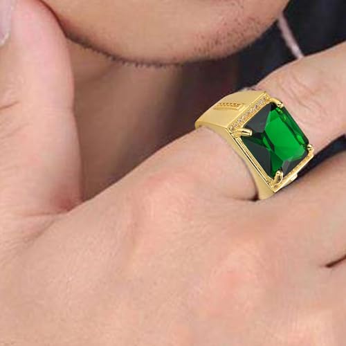 HSQYJ Adjustable White Gold Plated Rectangle Cubic Zirconia Gemstone Cocktail Rings Luxury Crystal Zircon Personalized Statement Party Ring for Men Fashion Jewelry Gifts - Image 5