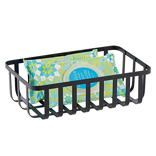 Mdesign Farmhouse Metal Wire Storage Organizer, Holder Bin Basket Shelving Organization For Closet, Entryway, Bedroom, Bathroom, Home Office - 2 Pack - Black #TOP7