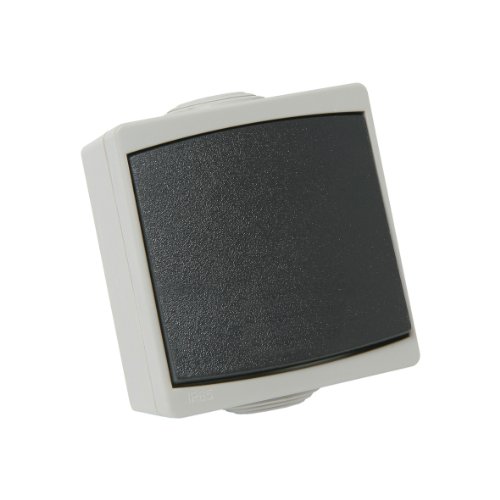 DEBFLEX Interrupteur va et Vient - Prises electriques Standard - Prise Extra Plate - Prise Murale - Interrupteur va et Vient sans Fil - Prise Murale Perle Va Et Vient Gris IP65 730110 Cover