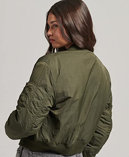 Superdry Womens Military Aviator Ma1 Bomber Jacket Dark Khaki Size 4 #TOP1