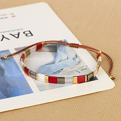 Image of KELITCH Colorful Tila Beaded Bracelets Women Strand Friendship Bracelet Handmade New Link Cuff Bracelets