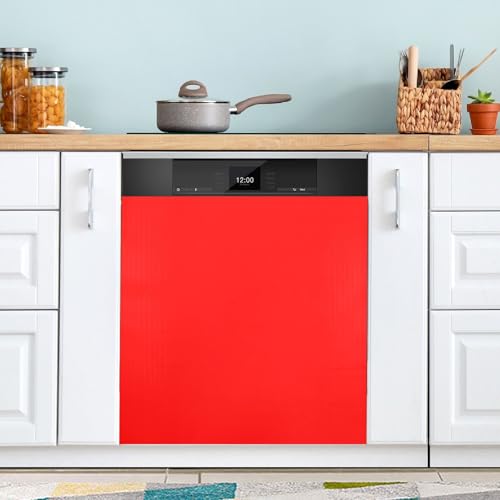 Cubierta magnética para lavavajillas, 58,42 x 66,04 cm, cubierta magnética para puerta de lavavajillas, panel decorativo para armario de cocina, nevera, lavadora, color rojo