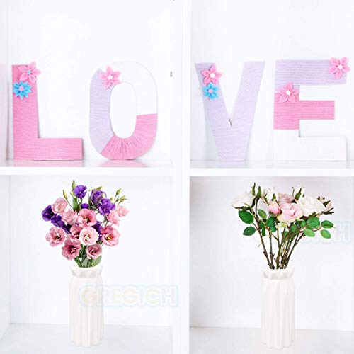 2 Pack Ceramic Look Plastic Flower Vase For Indoor, Unbreakable Vase For Flower, White Vases White Flower Vases For Décor Living Room #TOP6