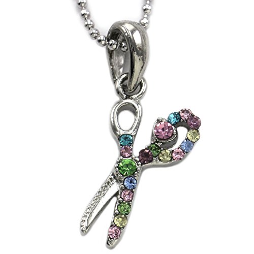 SoulBreezeCollection Hair Stylist Scissors Necklace Beauty Salon Pendant Charm Rhinestones Chain Fashion Jewelry
