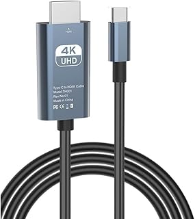 كابل بطول 2 متر نوع USB Type-C إلى HDMI متوافق مع أجهزة اللابتوب والتابلت والهواتف الذكية المزودة بمنفذ USB-C