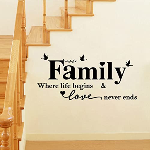 Large Family Wall Stickers Wall Art Decor Family Where Life Begins and Love Never Ends Wall Decal Removable Vinyl Decal Art Mural for Living Room Bedroom Kitchen Decoration - Image 4