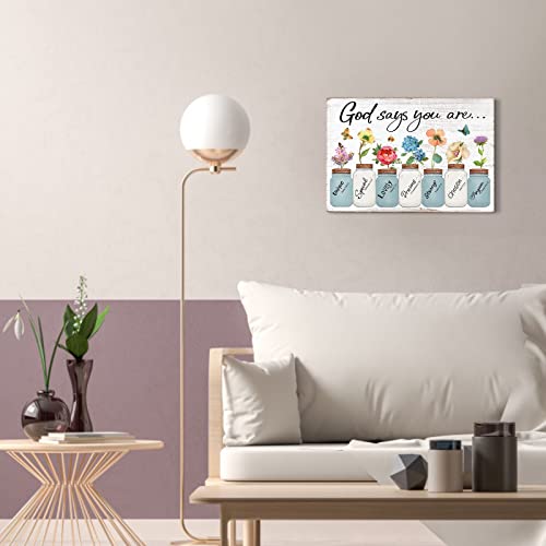 Inspirational-Floral-Canvas-Wall-Art-God-Says-You-Are-Positive-Quotes-Wall-Decor-Flowers-in-Mason-Jar-Picture-Motivational-Bible-Verse-Poster-for-Women-Bedroom-Home-Decoration-10-x-15
