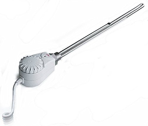 Preisvergleich Produktbild ELIKO GRBT 900W Weiss Heizstab Heizpatrone Heizelement für Heizungen mit Thermostat elektronischer Temperaturregler mit T-Stück 1 / 2" Chrom