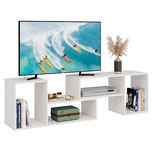 Devaise Console Tv Stand For 45 50 Inch Tv, Modern Entertainment Center Media Stand, Tv Table Storage Bookcase Shelf For Living Room, White #TOP19