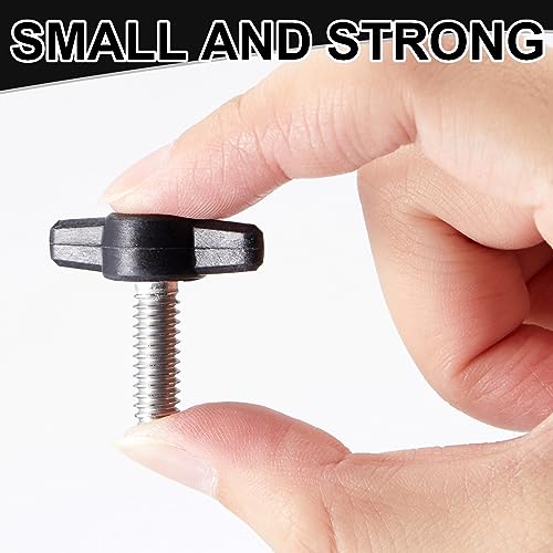 Tandefio 16 Pcs Stainless Steel Thumb Screw Thread Thumbscrew Adjustable Tee Wing Screw Black Wing Knob Bolt for Remove Replace Hand Clamping Tightening Knob Power Supply (1/4\"-20 x 3/4\")
