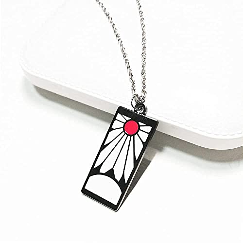 Noveltyshopfun Demon Slayer Anime Necklace Hanafuda Pendant Tanjiro Kamado Cosplay Band Ring Jewelry (Black Red) #TOP2