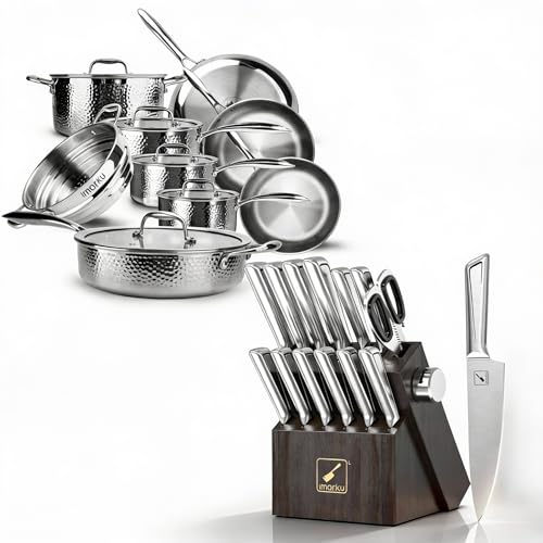imarku Pots and Pans Set, 14PCS Kitchen Cookware Sets & G14 Japanese Knife Set