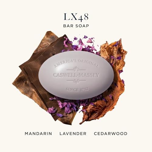 Image of Caswell-Massey LX48 Natural Bar Soap for Men, Moisturizing Body Soap Bar for All Skin Types, Made with Essential Oils & Plant-Based Formula for Soft Skin, Made in USA, 5.8 oz
