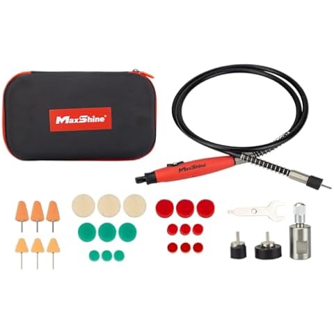 Maxshine Professional Mini Polisher (MN01) with 5/8” Adaptor - Polishes Car Headlamps, Brake Lights, Removes Grease - Auto Detailing Tool for Paint Protection, Swirl & Scratch Repair, Glossy Shine Cover