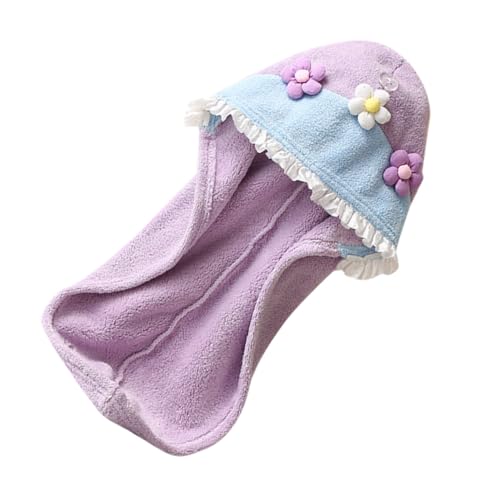 Housoutil Gorro Secador de Pelo para Mujer de Coral Polar Suave Diseño Floral Toalla Turbante Absorbente y Ajustable para Secar el Pelo Mojado Adecuado para Uso Casa y Viajes