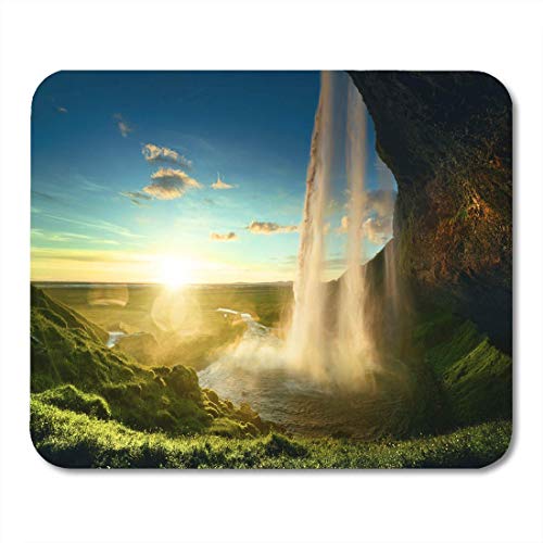 Preisvergleich Produktbild Mauspad Green Seljalandsfoss Seljalandfoss Wasserfall im Sommer Island Adventure Mousepad für Notebooks, Desktop-Computer Mauspads, Bürobedarf 10x12 Zoll