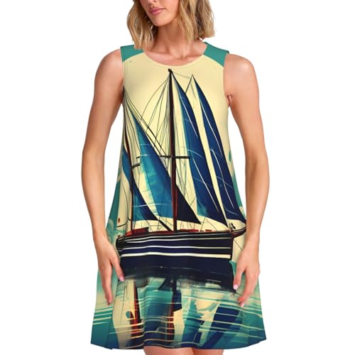 Robe de plage imprimé voilier idéale pour vos balades en bord de mer