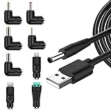MULTIM 5V Universal USB Power Cord Charger to DC 5.5x2.1mm Plug with 8 Connectors Power Supply Adapter (2.5X0.7, 3.5X1.35, 4.0X1.7, 4.8X1.7, 5.5X2.5, Type c, Micro, LED Terminal)