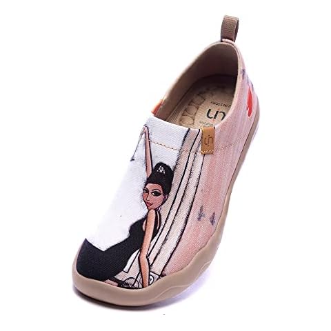 UIN Women's The Little Dress France Lightweight Comfortable Slip On Loafer Flat Art Travel Painted Shoes Pink 240mm, UK Size 4.5, EU Size (38) Cover