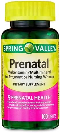 Miniatura 6 de Spring Valley Multivitamínicomultimineral prenatal para mujeres embarazadas y lactantes, tabletas de suplemento dietético, 100 unidades +