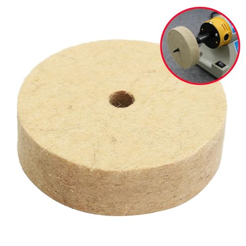 Polierscheibe, Beige Wollfilz Polierscheibe Rund Wollpolierscheibe für Schmuckreparatur DIY Enthusiasten 100 x 25 mm