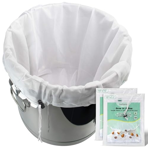 Bellamei Brew Bags Reusable 2 Pack 16"×11"/18"×16" Fine Mesh Bag for Beer by bellamei - Used condition - US$8.09