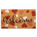 FUND AMLIGHT Valentines Day Welcome Doormat - Outdoor Indoor Entrance Front Doormat Decoration - 1'5' x 2'5' Non Slip Large Indoor Love Heart Welcome Doormats