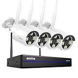 ANNKE 2K WLAN Überwachungskamera Set Aussen, 16CH 4K NVR mit 4X 2K WiFi Kamera, Vollmetallmaterial, 5GHz/2,4GHz Wi-Fi, Farbnachtsicht, Personenerkennung, 2-Wege-Audio, 24/7 Aufzeichnun, NO HDD