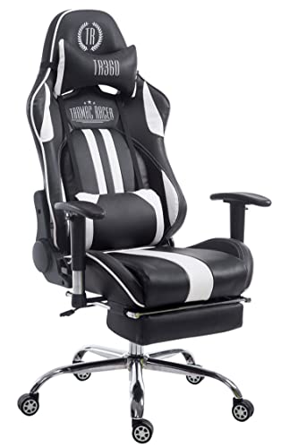 TPFLiving Silla de oficina Racing Limitless-2 de piel sintética con reposapiés con respaldo cómodo, silla de escritorio, silla giratoria, silla de carreras, silla de juegos, silla ejecutiva XXL, silla