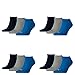Produktbild PUMA 12 Paar Sneaker Invisible Socken Gr. 35-49 Unisex für Damen Herren Füßlinge, Farbe:277 - blue/grey mélange, Socken & Strümpfe:39-42