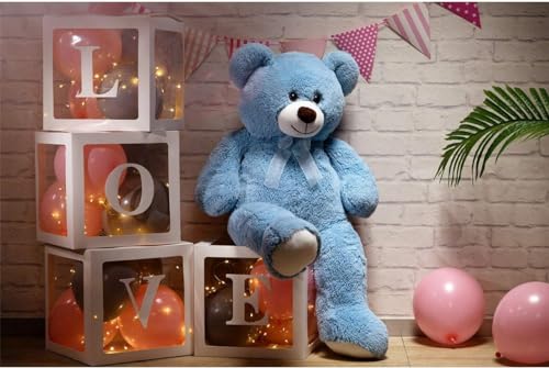Image of RVA Teddy Bear Stuffed Animals, 3 Feet Big Sky Blue Stuffed Bear Plush Toy with Footprint, Gifts for Kids, Wife, Girlfriends on Christmas Birthday Valentine's Day, 36 inch