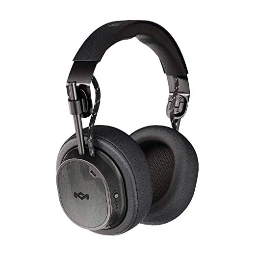 House of Marley Exodus ANC, trådlösa, vikbara hörlurar, aktiv brusreducering, 28 timmar batteri, 50 mm Hi-Definition drivrutin, Memory Foam öronkuddar, tillverkade av hållbart material