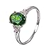Epinki Bague Femme Or Blanc 18 Carats Bague de Mariage Diopside Ovale Feuille Vert Argenté Taille 51.5