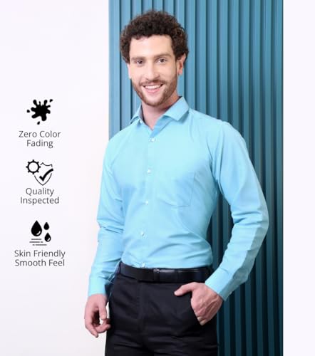 Image of CONTRARY Men's Pure Cotton Solid Stylish Casual & Formal Wear Shirt | Stylish Regular Fit Full Sleeve Comfortable Office Party Trendy Shirt - Multi Color