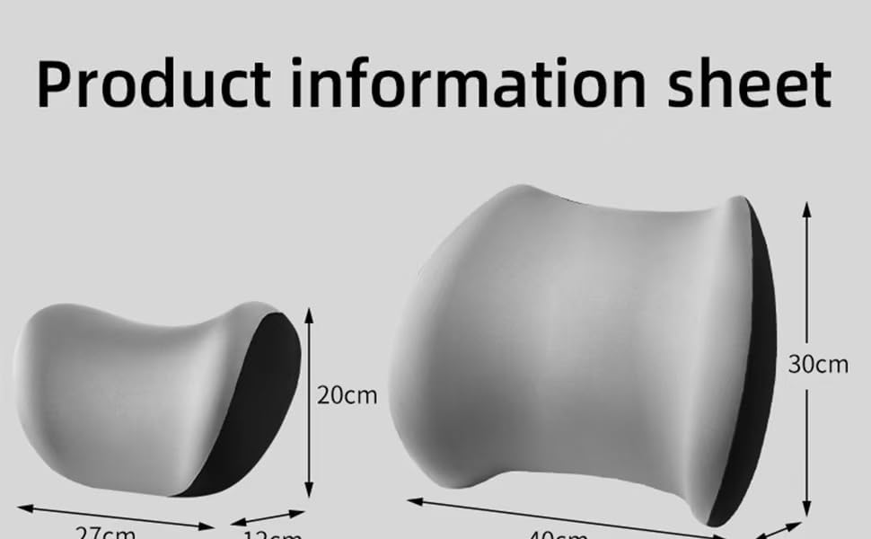Car Headrest & Lumbar Support Cushion, Car Neck Pillow Kit, Memory Foam Ergonomic Car Headrest and Lumbar Support for Driving Fatigue Relief, Comfort and Support Your Neck and Back, (one Set Black) - Image 4