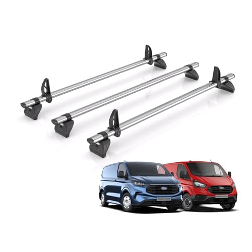 Rhino Roof Rack for Ford Transit Custom (2013+) 3x Steel Roof Bars [Only Suitable for Standard (H1) Roof] - Kammbar Fleet - TB3FL