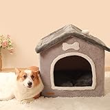 awakentti Faltbares Hundehütte, geschlossenes warmes Plüsch-Schlafnest mit abnehmbarem Kissen, verbessertes Sicherheitsgefühl, abgedeckte kleine Haustierhöhle, für den Innenbereich, Katzen-Versteck