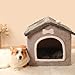 awakentti Faltbares Hundehütte, geschlossenes warmes Plüsch-Schlafnest mit abnehmbarem Kissen, verbessertes Sicherheitsgefühl, abgedeckte kleine Haustierhöhle, für den Innenbereich, Katzen-Versteck